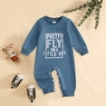 thumbnail image 2 of Wonitaaizi Infant Baby Boy Fall Jumpsuit Letter Print Long Sleeve Crew Neck Romper Newborn Spring Clothes (0-3 Months,Blue), 2 of 5