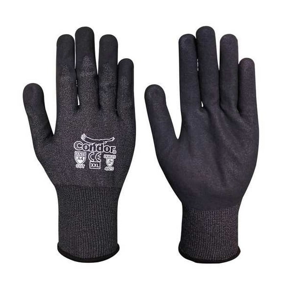 Condor Knit Gloves, Cut Level A4 ,Dipped ,Nitrile ,Sandy ,XXL 1 PR 61JC42