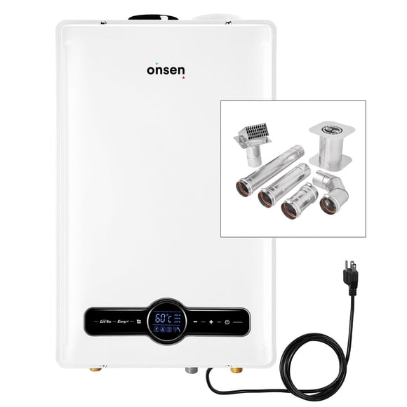 Onsen 26L Indoor Natural Gas Tankless Water Heater 6.9 GPM 180K BTU (with Z-Vent 3 Inch Horizontal Vent Kit)