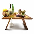 thumbnail image 1 of Mesa de pícnic SASIDO, bandeja de vino portátil, de madera de acacia, plegable, 1 of 8
