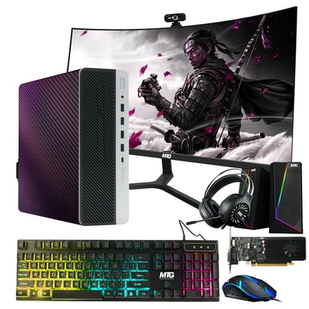 Restored HP G3 Gaming Desktop, Chameleon Edition – Intel Core i5 6th Gen | 16GB DDR4 Ram | 512GB SSD | GTX 1030s | New 24 Inch Curved Monitors | Win 10 Pro – Computer Tower for PC Gamers (Renewed)