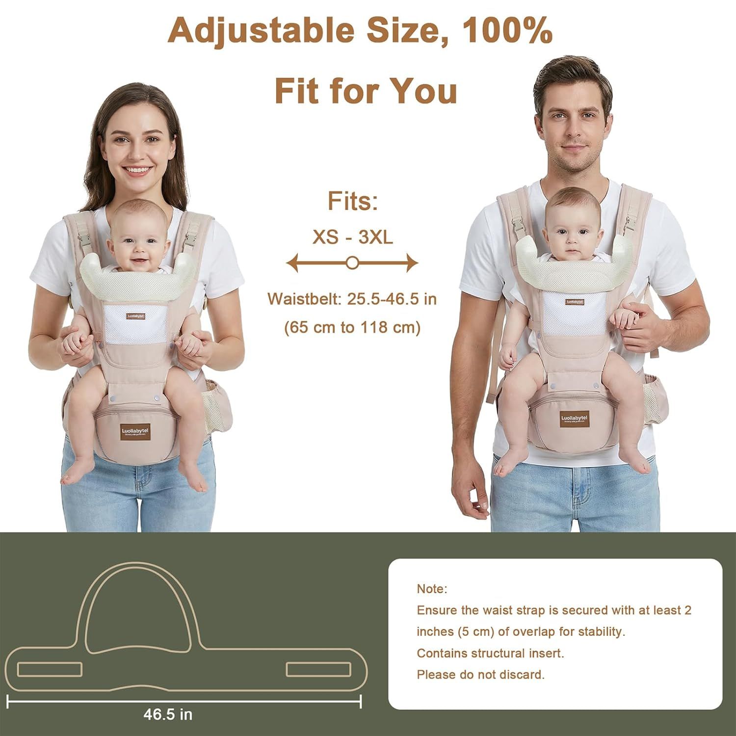 AsterOutdoor Baby Carrier with Hip Seat, 6-in-1, Newborn to Toddler photo 2