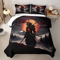 thumbnail image 2 of Homewish Traditional Samurai Print Twin Quilt Set,Japanese Ink Painting Twin Coverlet Set,2 Pieces, 2 of 7