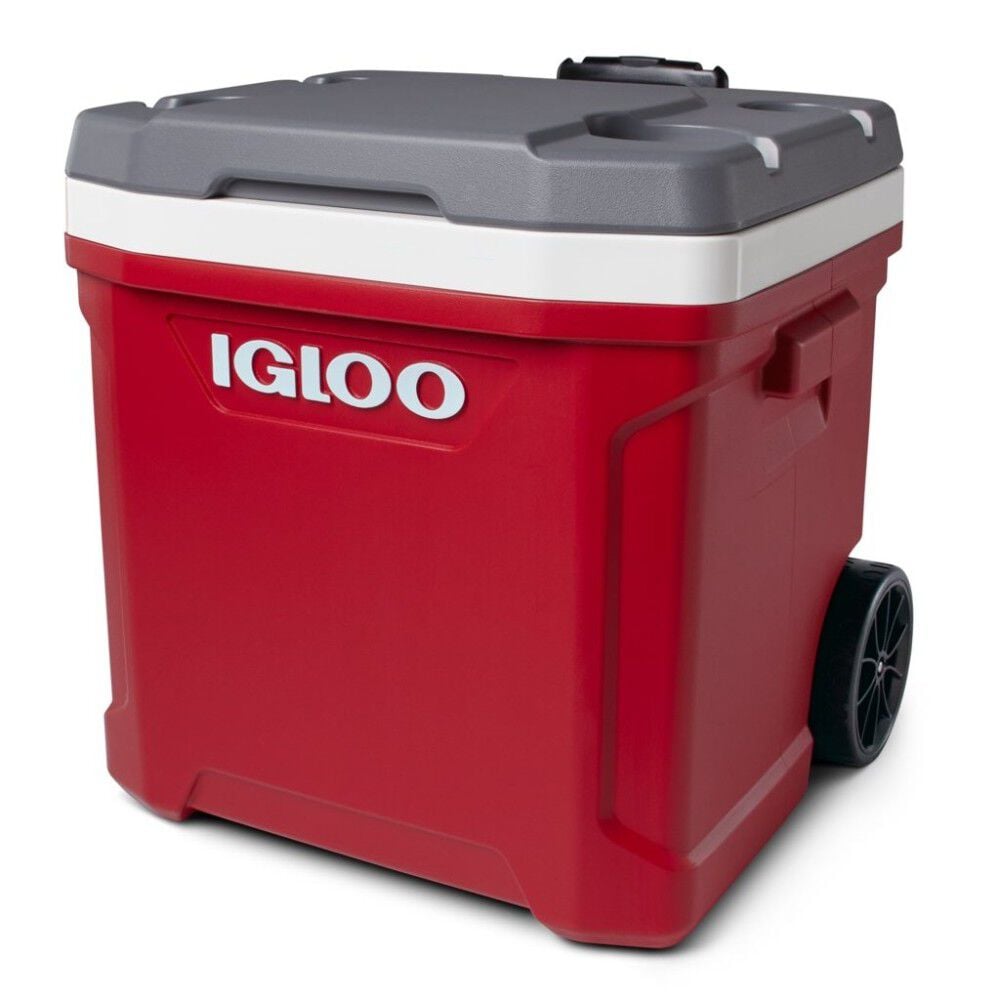 IGLOO Latitude 60 Qt Roller Cooler, Red