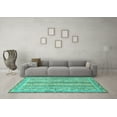 thumbnail image 3 of Ahgly Company Machine Washable Indoor Round Oriental Turquoise Blue Modern Area Rugs, 8' Round, 3 of 4