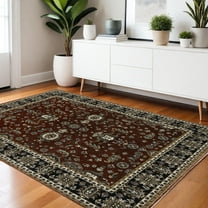 4' X 6' Red Oriental Area Rug With Fringe