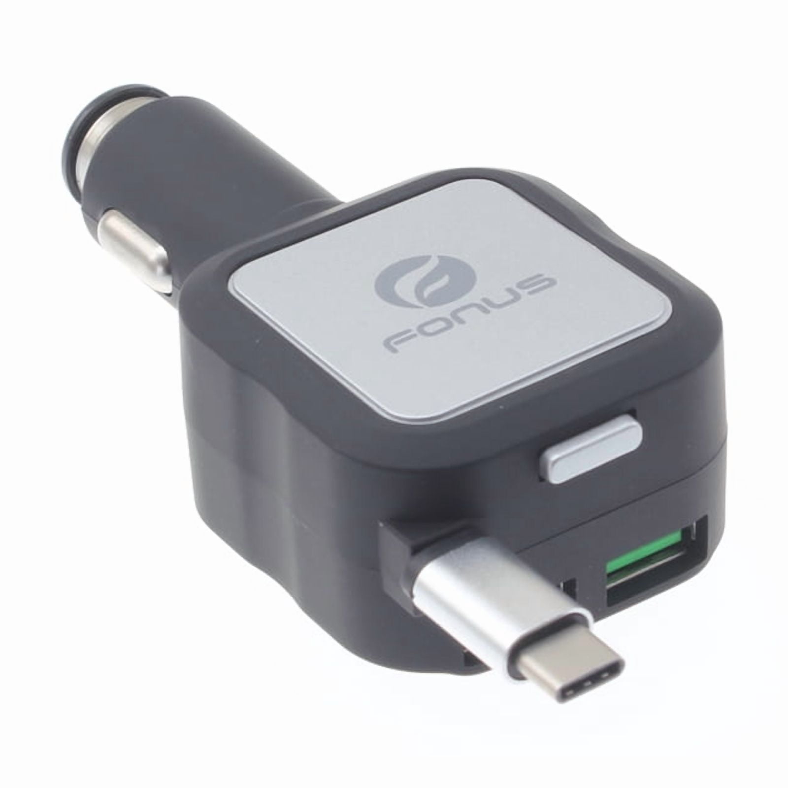 Car Charger Retractable for Motorola Moto G 5G (2022, 2023, 2024, 2025) Phone Models - 4.8Amp Type-C 2-Port USB Fast Charge DC Power