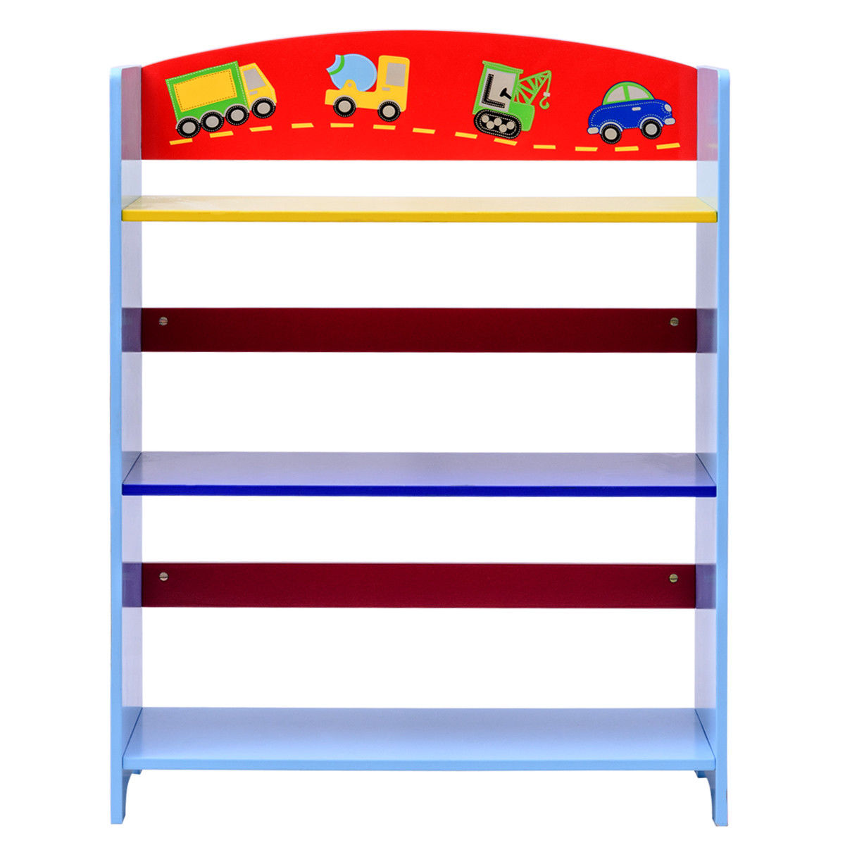Costway Kids 3Tier Bookshelf Cars Book Rack Adorable Corner Book