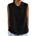thumbnail image 3 of CAIXIA Sleeveless Button Down Shirts for Women Collared Shirt Stretch Button Tank Top Work Casual Blouse Top,Black, 3 of 8