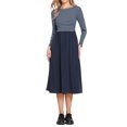 thumbnail image 2 of INSPIRE CHIC Striped Patchwork Dress for Women  Crew Neck Long Sleeves A-Line Dress XS Dark Blue, 2 of 6