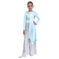 thumbnail image 1 of Hansber Robe de Danse pour Filles Enfants Pantalon Grand Métallique Robe Liturgique Combinaison Lyrique Bleu Clair 14, 1 of 7