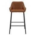 thumbnail image 3 of Pemberly Row Faux Leather Metal 26 Inches Counter Stool PU Set of 2 Saddle Black, 3 of 7