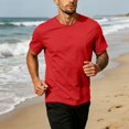 thumbnail image 4 of Men's Solid Crew Neck Short Sleeve T-Shirt, Regular Fit Lightweight Casual Basic Summer Top M, 4 of 5