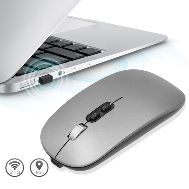 Mouse, Resolution Up To 1600dpi Optical Mouse Upport 2.4Ghz With Receiver Data Cable For Notebook Computers For Desktop Dark Gray