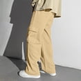 thumbnail image 2 of TOWED22 Cargo Sweatpants for Teen Boys Casual Elastic Waist Drawstring Sweat Pants Teens Active Workout Joggers Pant Pockets Khaki,6-7 Y, 2 of 7