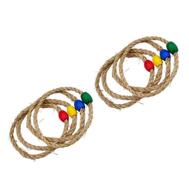 8 piezas de juegos de aros para lanzar, juguetes para niños para exteriores, círculos para niños, virola de cuerda natural de madera
