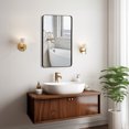 thumbnail image 2 of Basicwise Plastic Medicine Cabinet with Beveled Edge Mirror Door and Round Corner Metal Frame, Surface or Recessed Mount Options, Bathroom Wall Mounted Vanity Cabinet with 2 Adjustable Shelves, Black, 2 of 5
