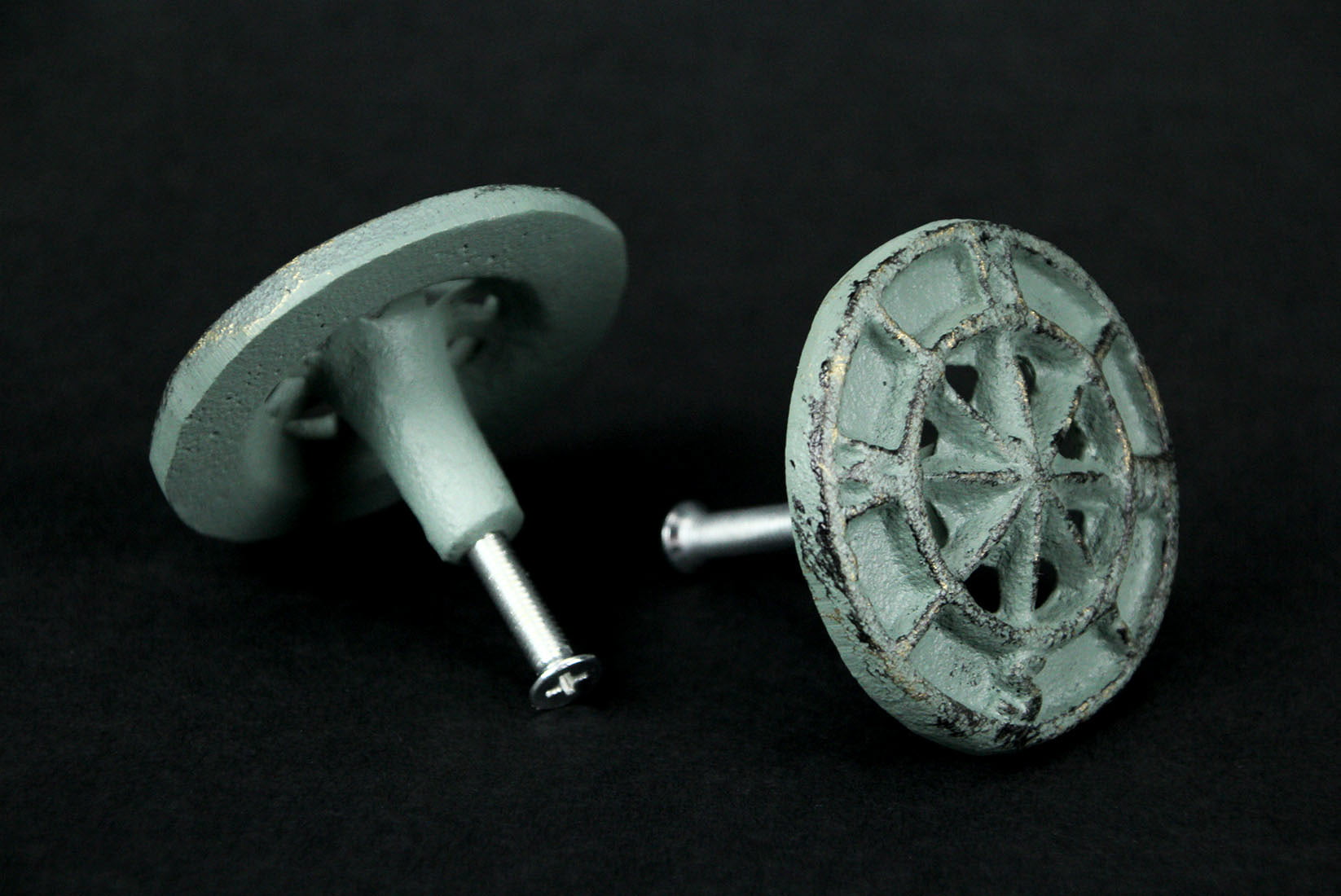 Zeckos Set of 12 Dark Blue Cast Iron Cabinet Hardware Knobs Compass Rose Drawer Pulls 