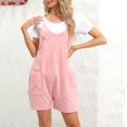 thumbnail image 5 of Baqcunre Womens Sleeveless Loose Spaghetti Strap Shorts Jumpsuit with Pockets,Color Pink,Size S-XXL, 5 of 8