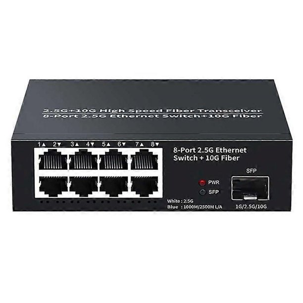 8 Port Ethernet Switch 2.5Gbps Network Switcher + 1 Port 10G Fiber Slot Home Lab Network Switch Plug and Play- Plug