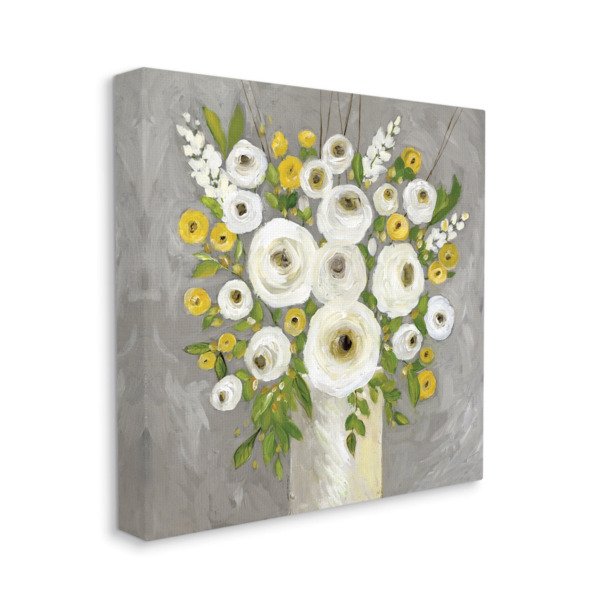 Stupell Industries Abstract Ranunculus Floral Bouquet Yellow White Country Flowers, 30 x 30, Design by Stephanie Workman Marrott