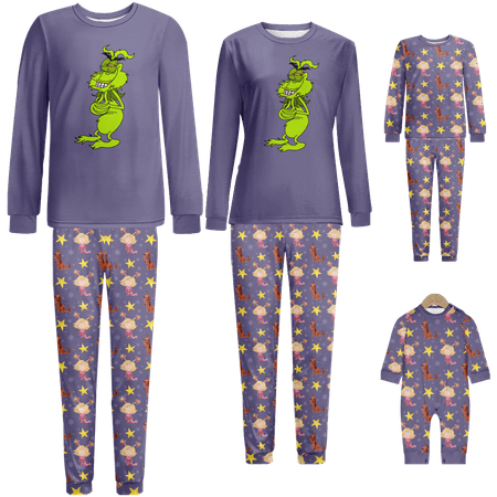 

FUNIER Holiday Family Matching Christmas Pajamas Sleepwear Set Christmas Printed Sizes Baby-Kids-Adult-Pet 2 Pieces Top and Pants Bodysuits Xmas Pjs Set