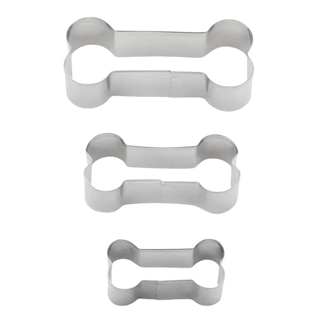 Kit de 3 piezas para cortar tartas, de acero inoxidable, con forma de hueso de perro, para hornear y bañar galletas