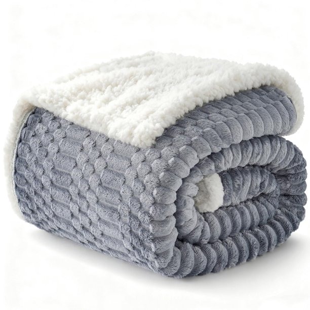 Manta polar Sherpa Gracelife, acogedora y cálida, 200 x 230 cm, gris y azul