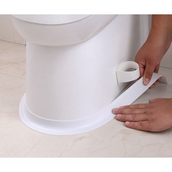 White Caulk Tape Bathroom Easy DIY Sealant Solution Peel & Stick for Bathtubs Toilets Walls Floors Tiles Wallpaper Edges, Quick & Mess-Free Waterproof Sealing, Create a Clean Finished Look in Minutes