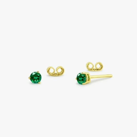 0.50 Ct Round Cut Lab-Created Green Emerald Stud Earrings, 14k Yellow Gold Plated Women’s Special Occasion Jewelry, Perfect Gift for Her