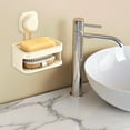 thumbnail image 3 of Soap Dish with Drain Suction Cup Soap Dish, No-Drill Double-Layer Suction Soap Dish Drain Rack Tray, 3 of 6