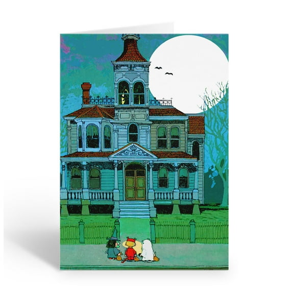 Spooky Haunted House Halloween Greeting Card - 12 Cards with Envelopes - Hallowe