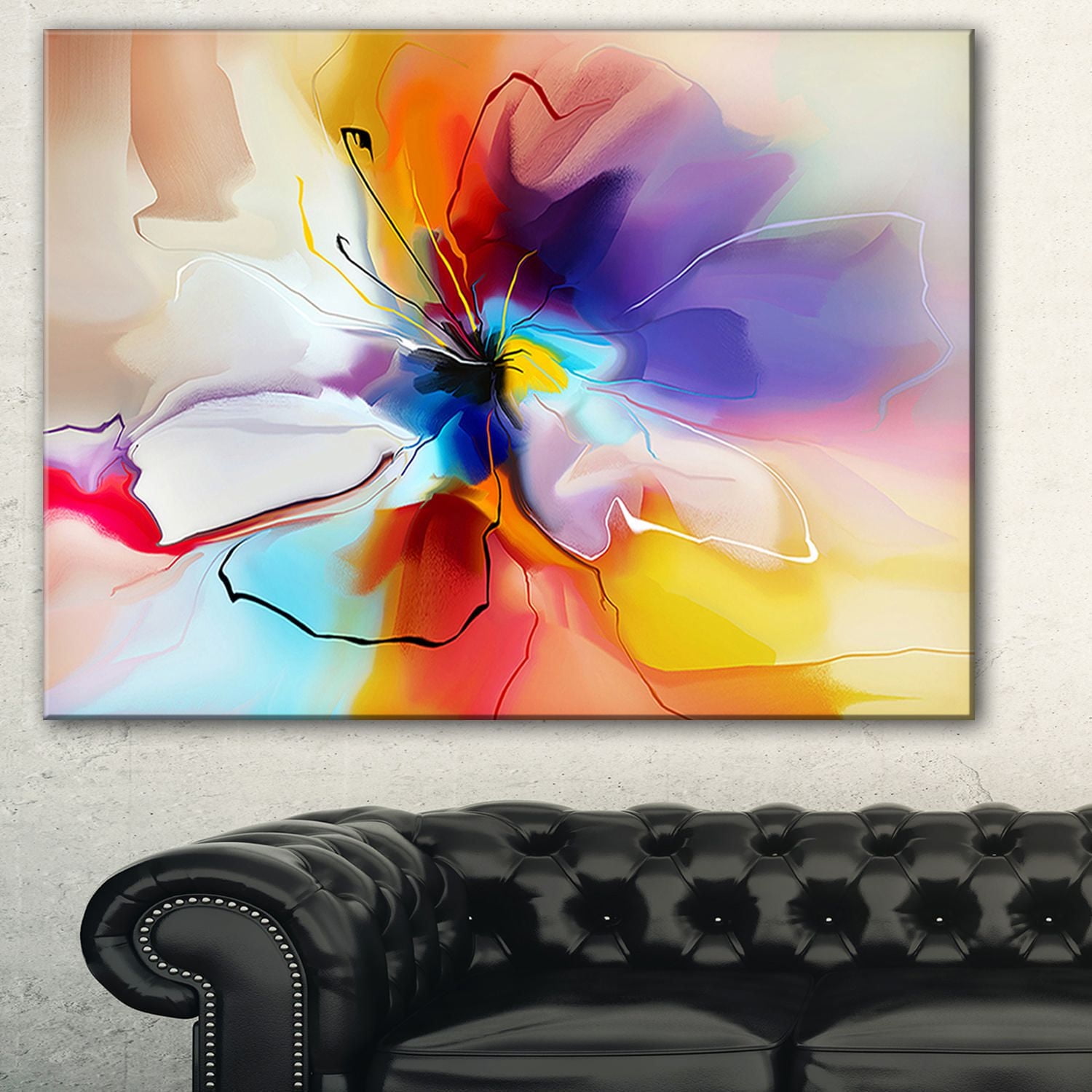 Tableau sur toile imprimée Design Art Floral abstrait Fleur créative en multicolores