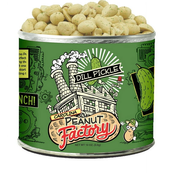 Carolina Peanut Factory | Flavorful Gourmet Peanuts Hand-Roasted in Small Batches | Irresistibly Real Crunch Flavored Nuts Packed into Every Can | Dill Pickle Flavored Peanuts (10 oz)