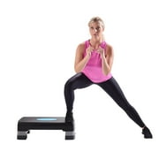 Athletic Works 3-Level Aerobic Step Deck , Adjustable to 4-6-8 Heights, Black/Gray/Blue