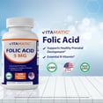 thumbnail image 3 of Suplemento de ácido fólico vitamático 5 mg (5000 mcg) 120 tabletas, 3 of 5