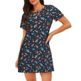 thumbnail image 1 of Fotbe Spaceships And Stars In Outer Space Bata de Dormir para Mujer con Estampado, Camisón de Algodón de Manga Corta, Ropa de Dormir Casual, 1 of 6