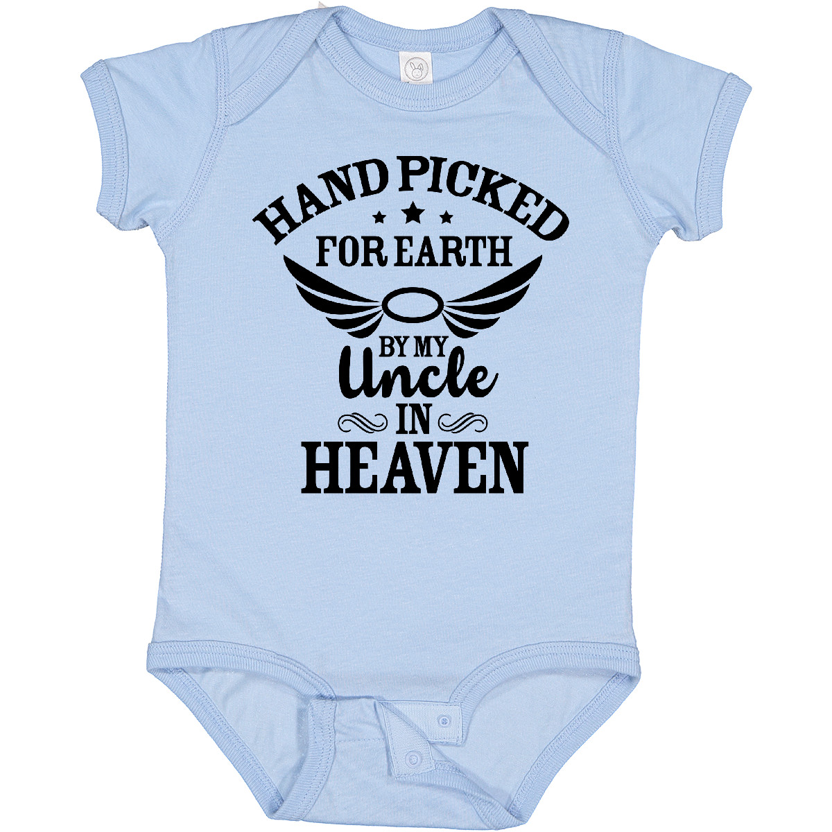 Inktastic Handpicked for Earth by My Uncle in Heaven with Angel Wings Boys or Girls Baby Bodysuit