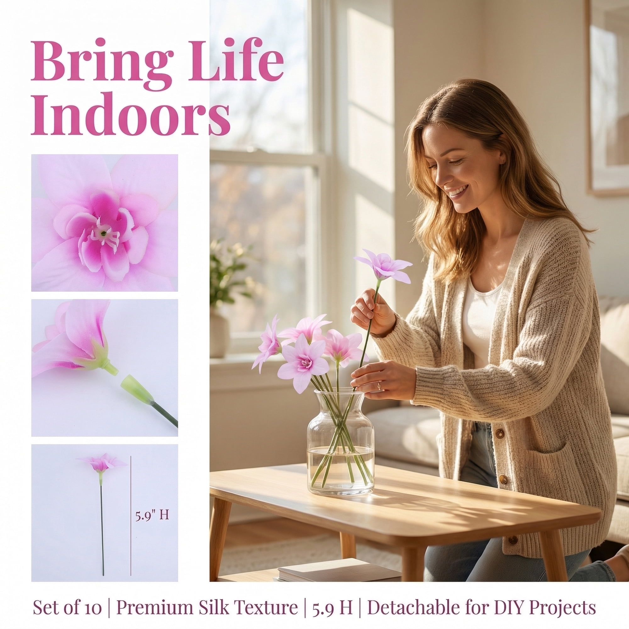Unique Bargains Artificial Orchid Flowers Detachable HeadsSilk Phalaenopsis Purple 5.9 in