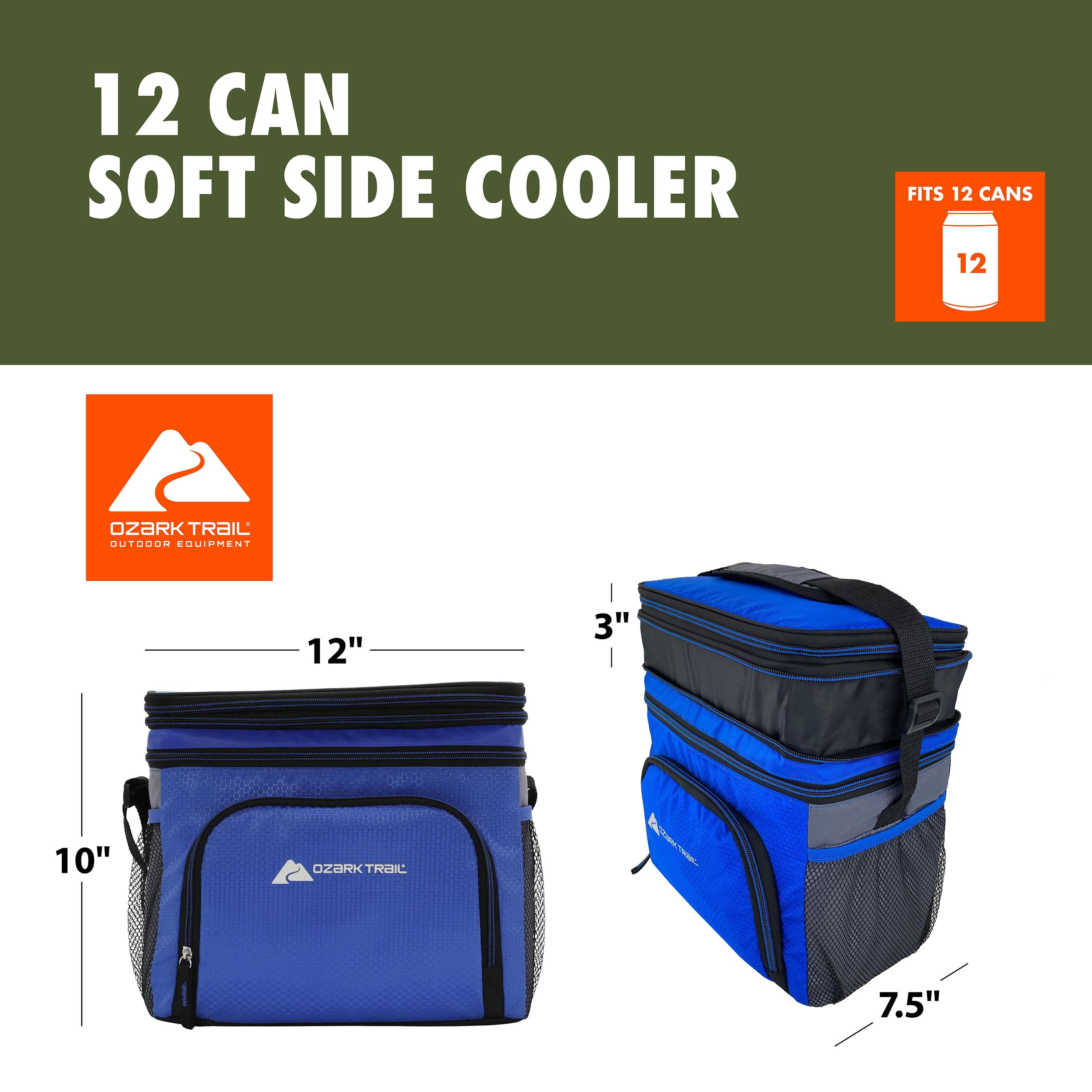 Ozark Trail Soft-Sided 12-Can Cooler, Blue