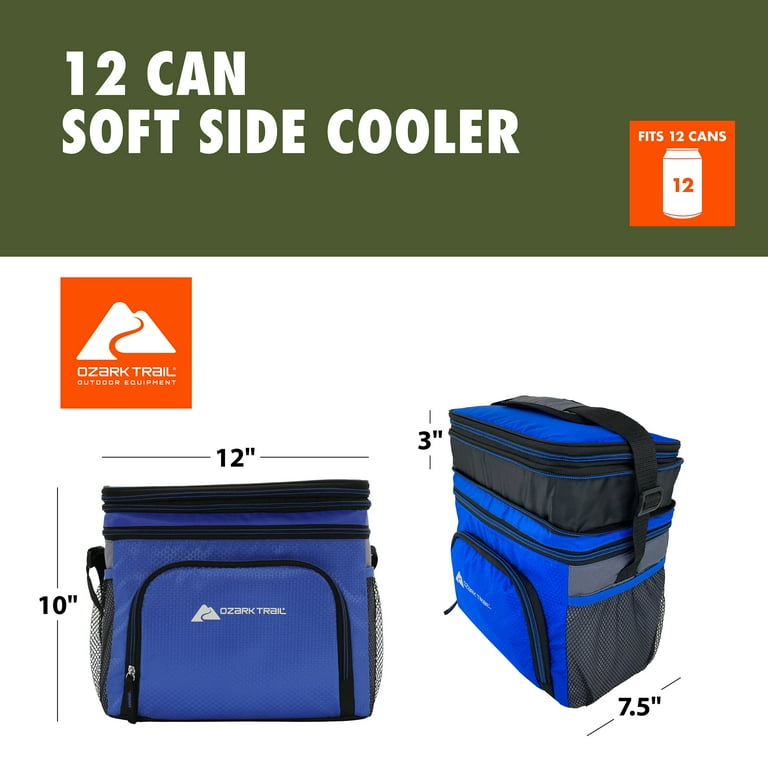 Ozark Trail 12-Can Soft-Sided Cooler, Blue, Insulated, Removable