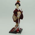 thumbnail image 3 of Japonés Kimono Geisha Muñeca Kokeshi Artesanía Decoración para hogar Rojo Vino, 3 of 6