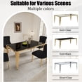 thumbnail image 4 of 5-Piece 65" Glass Dining Table Set for 4, Tempered Glass Top with Flute-Inspired Mirrored Stainless Steel Legs, 4 Button-Tufted Velvet Chairs with Stainless Steel Legs, 4 of 7