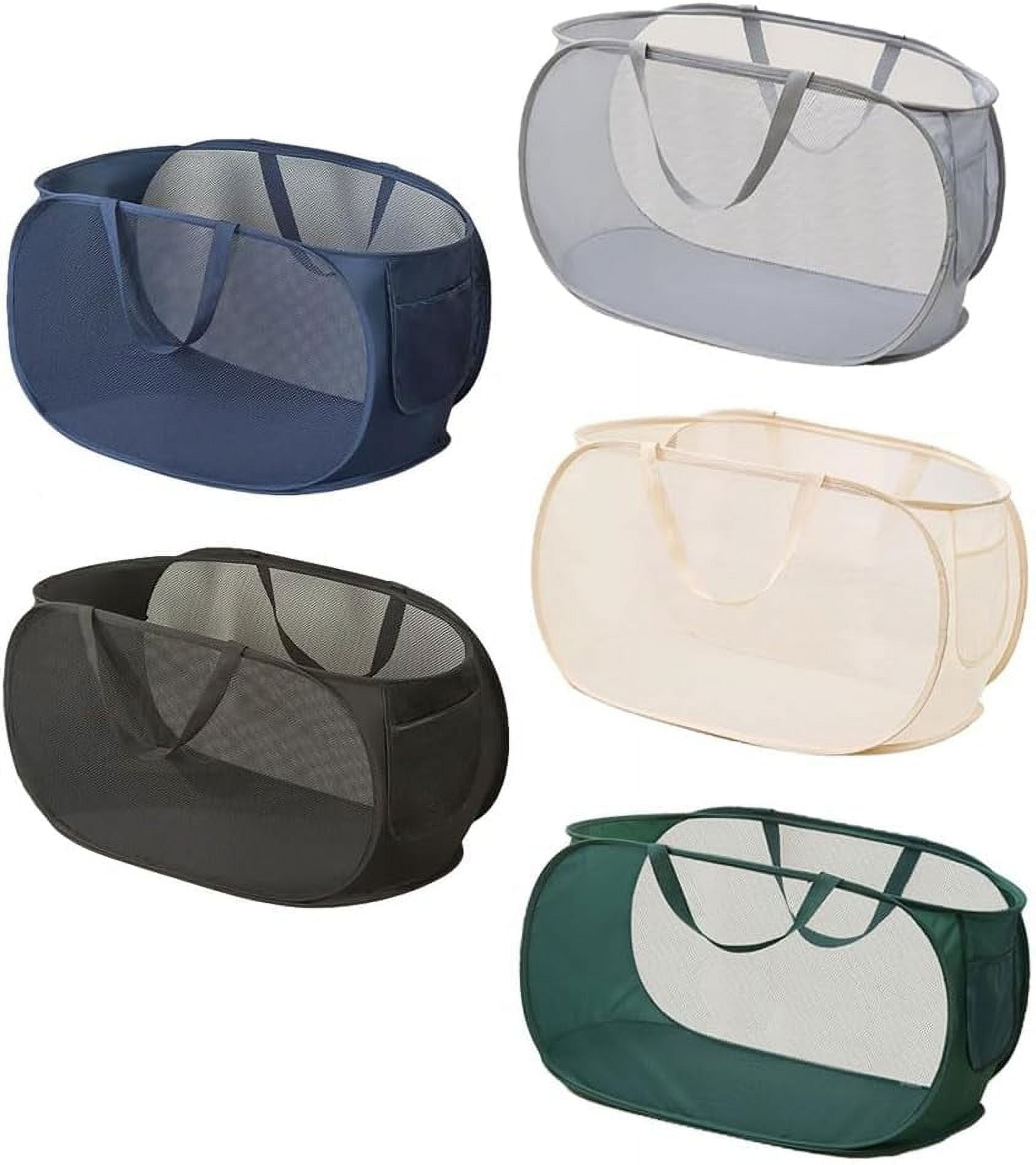 4 Pcs Foldable Mesh Laundry Hamper Set, Pop-up Laundry Basket with Durable Handles, Lightweight Dirty Clothes Basket for Home Organization and Laundry Storage