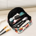 thumbnail image 2 of FORMRS Makeup Bag Travel Cosmetic Organizer for Women Fold Flat Zipper Pouch with Handle, Beige Abstract, 2 of 8
