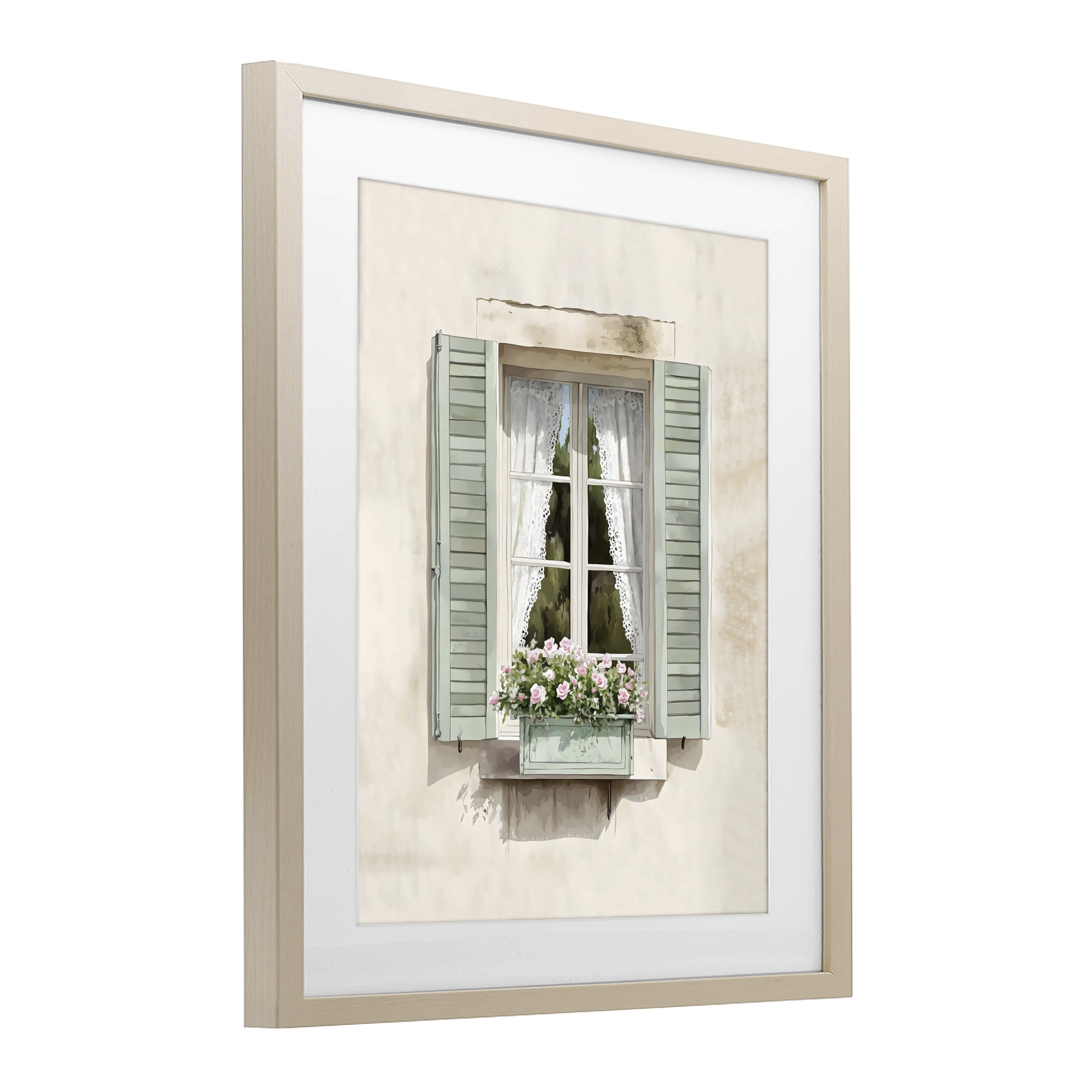 Stupell Industries French Cafe Window Curtains Birch Framed Print Under Glass, design by LSR Design Studio
