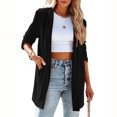 thumbnail image 6 of HAPIMO Women's Blazer Coat Open Front Cardigans Fall Long Sleeve Outwear Pockets Casual Wedding Party Workout Fashion Winter Loose Elegant Velvet Jackets Black L, 6 of 8