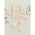 thumbnail image 4 of Newborn Baby 2Pcs Clothes  Set Letter/Rainbow Pattern Long Sleeve Crew Neck Pullover  Long Pants Set, 4 of 9