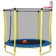 thumbnail image 6 of 5.5FT Trampoline for Kids with Rubber Ball and Enclosure Net, Outdoor & Indoor Mini Toddler Trampoline with Basketball Hoop, for Kids Age 1-8 Birthday Gifts, Yellow, 6 of 9