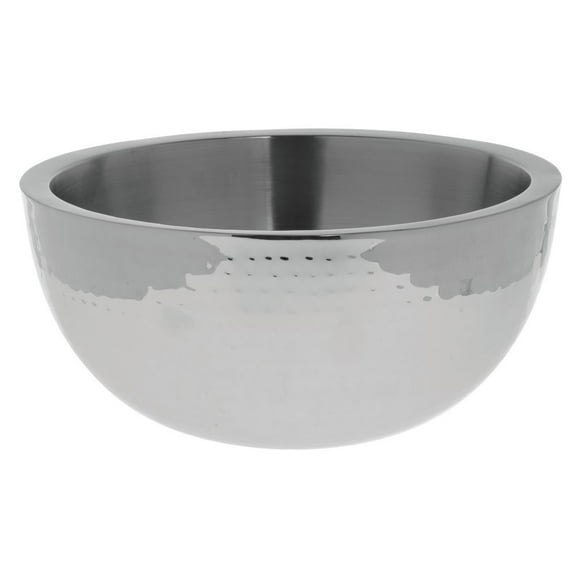 HUBERT® Serving Bowl with Double Walls and Hammered Finish 7 Quart Stainless Steel - 13" Dia x 7" H